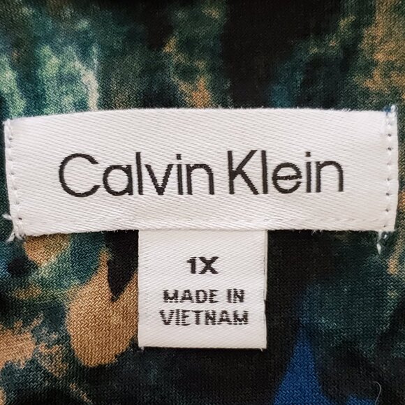 Calvin Klein Dark Floral Fairy Long Sleeve Women's Stretchy Blouse Top Size 1X - Picture 9 of 12